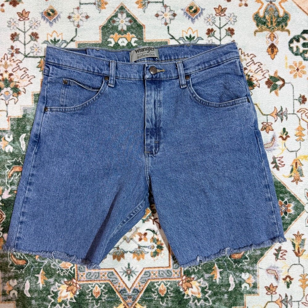 Wrangler Authentics Mens Blue Denim Cutoff Shorts Size‎ 34